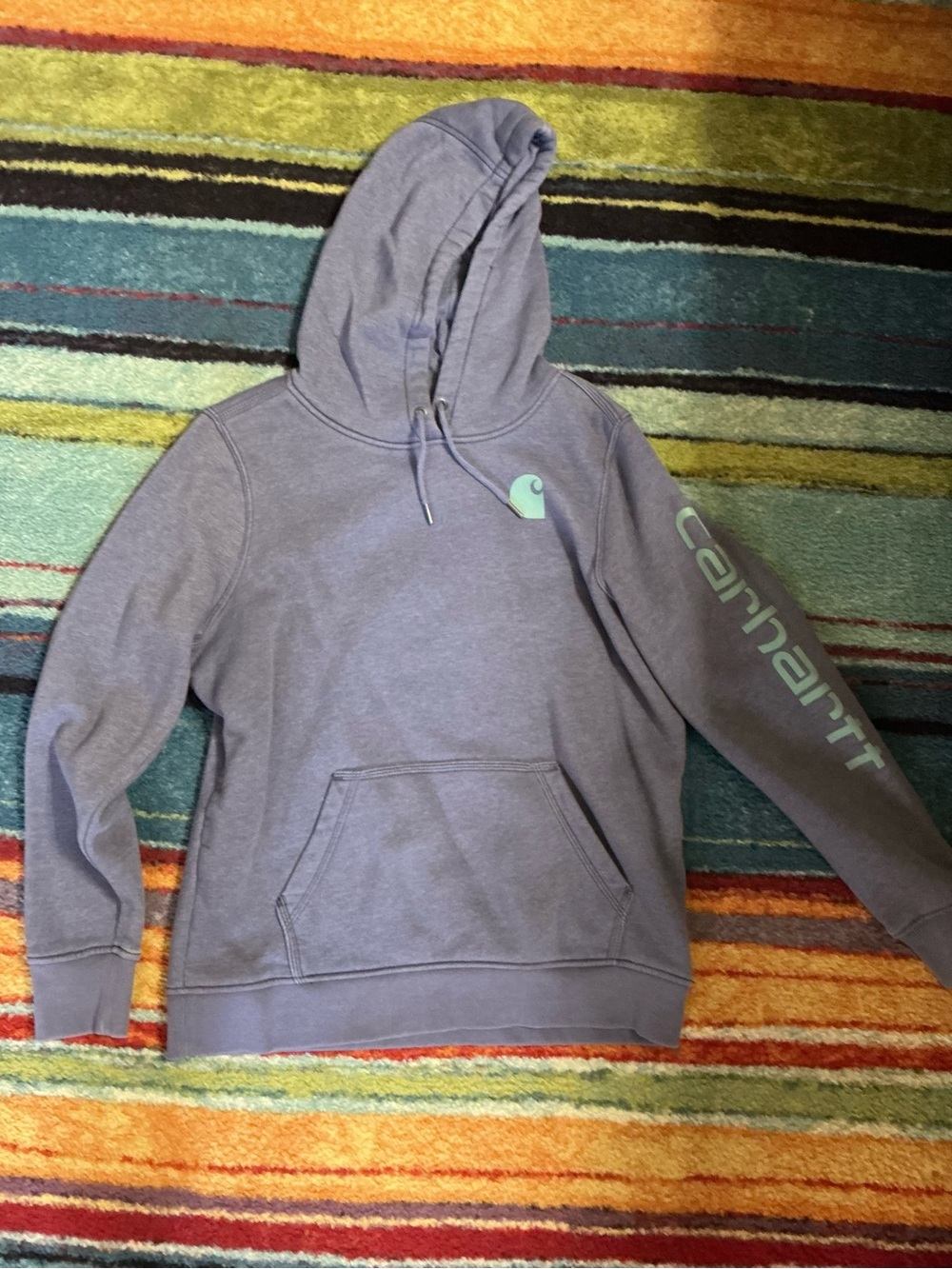 Carhartt Grey Hoodie with Mint Logo Women’s Large